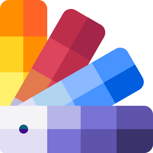 Paleta de colores con varias tonalidades, incluyendo amarillo, naranja, rojo, azul y violeta, ideal para diseño gráfico y selección de colores.