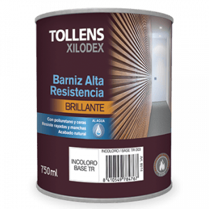Lata de barniz Tollens Xilodex de 750 ml, alta resistencia y acabado brillante, ideal para proteger superficies de madera contra manchas y rayaduras. Perfecto para aplicaciones interiores y exteriores.