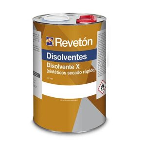 Lata de Disolvente X de Revetón, producto sintético de secado rápido, ideal para disolver pinturas y recubrimientos.