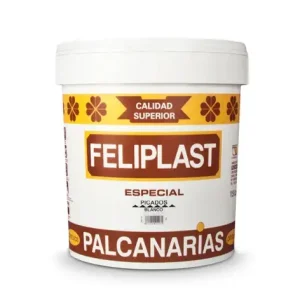 Envase de 15 kg de Feliplast Especial, un producto de calidad superior para palcanarias, con un diseño atractivo en colores marrón y amarillo. Ideal para aplicaciones en construcción y remodelación.