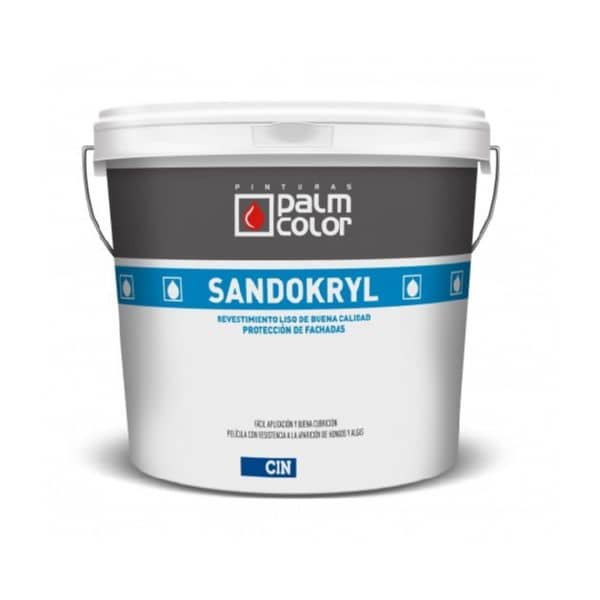 sandokryl-15lt-blanco-liso-cin-pinturas-pinturas-plasticas-ferreteria-gil-chinea-s-l-art.jpg Cubeta de pintura Sandokryl de Palm Color, diseñada para revestimientos de fachadas con alta calidad y fácil aplicación. Ideal para protección y acabado liso.